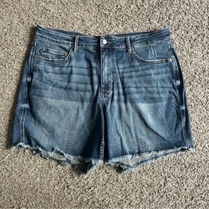 Judy Blue Medium Wash Denim Stretch Shorts Size 2XL Cutoff High Waisted Comfort